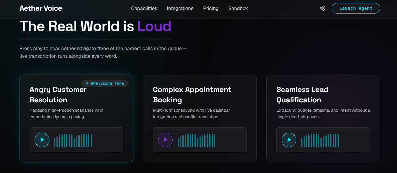 Aether — Voice AI Product Landing Page