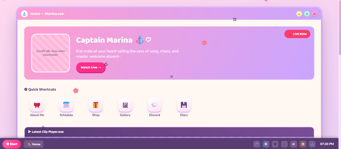 Kawaii OS — Vtuber / Streamer Personal Site Template